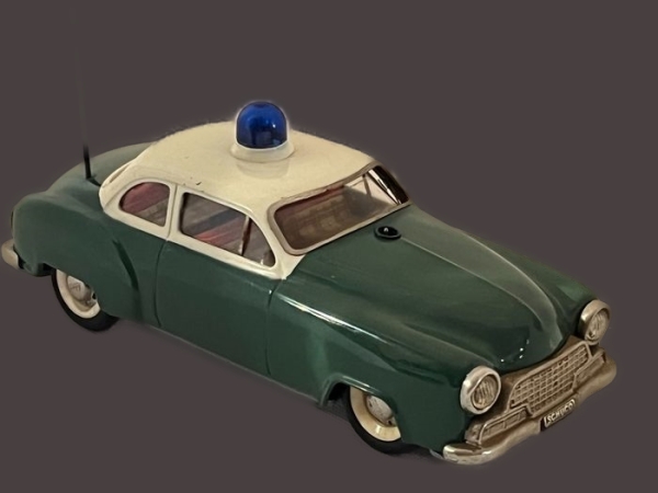 Schuco Electro-Alarm-Car 1960 Blechmodell mit Batterieantrieb in Originalkarton und Anleitung (2722)